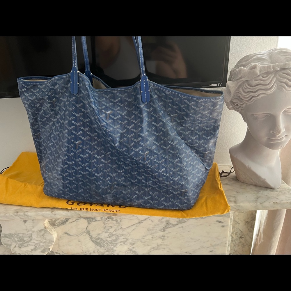 GOYARD Authentic Saint Louis GM Large Tote Bag Blue